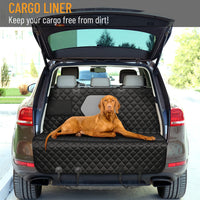 Dog Car Seat Cover for Back Seat, Waterproof Pet Protection Hammock, SUV Truck Car Backseat Protector with Safety Features, Black.