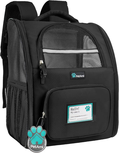 Dog Backpack Carrier for Small Large Cat, Pet, Puppy, Ventilated Pet Hiking Backpack Travel Bag, Airline Approved Cat Backpack Carrier, Camping Biking Dog Bag up to 18Lbs Pet, Black.