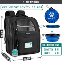 Dog Backpack Carrier for Small Large Cat, Pet, Puppy, Ventilated Pet Hiking Backpack Travel Bag, Airline Approved Cat Backpack Carrier, Camping Biking Dog Bag up to 18Lbs Pet, Black.