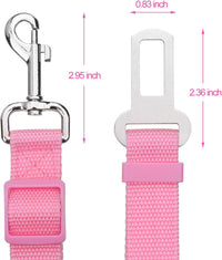 2 Packs Adjustable Length Pet Dog Cat Car Seat Belt Pet Seat Belt Pet Accessories for Dogs Cats and Pets (Black Pink).