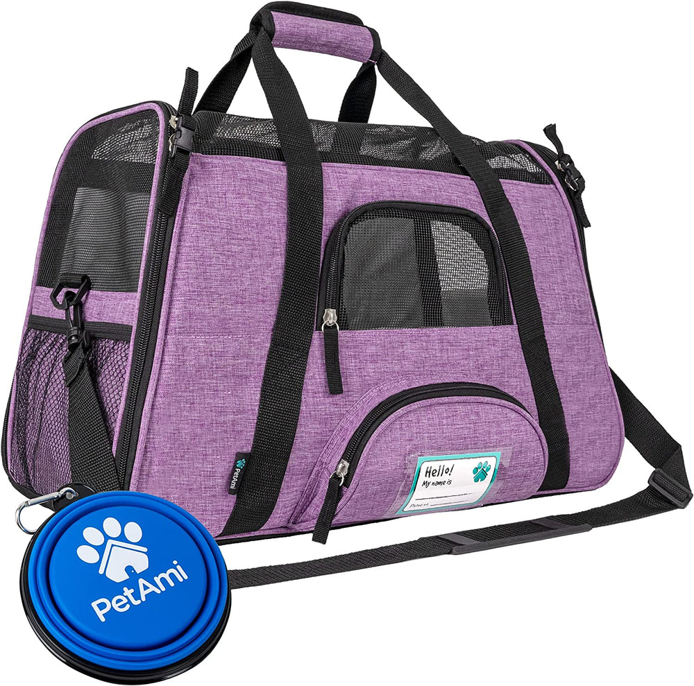 Airline Approved Pet Carrier for Cat, Soft Sided Dog Carrier for Small Dog, Cat Travel Supplies Accessories for Indoor Cat, Ventilated Pet Carrying Bag Medium Kitten Puppy, Large Heather Purple.