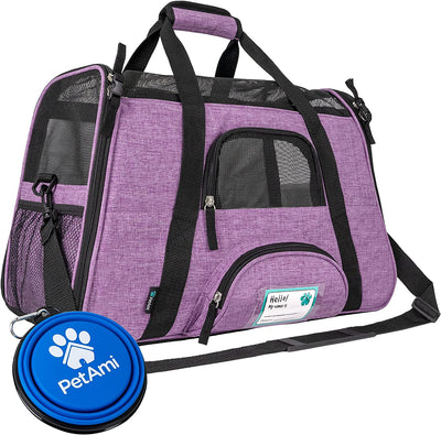 Airline Approved Pet Carrier for Cat, Soft Sided Dog Carrier for Small Dog, Cat Travel Supplies Accessories for Indoor Cat, Ventilated Pet Carrying Bag Medium Kitten Puppy, Large Heather Purple.