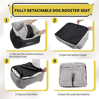 Dog Car Seat for Small Dogs, Soft Pet Car Travel Home Bed under 25 Lbs, Fully Detachable and Washable Cat Booster Carseats with Storage Pockets and Clip-On Leash Portable Carrier,Black.
