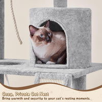 63.5In Multi-Level Cat Tree Tower Condo with Scratching Posts, Platform & Hammock, Cat Activity Center Play Furniture for Kittens, Cats, and Pets.