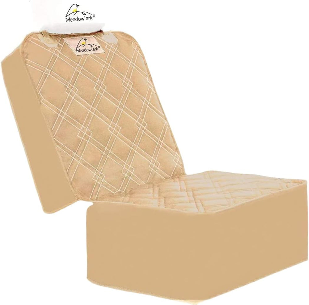 Dog Car Seat Cover, Beige, Polyester, Front Seat, Universal Fit, Water Repellent, Durable, Nonslip, Washable, W/Free Seat Belt & Headrest Cover.