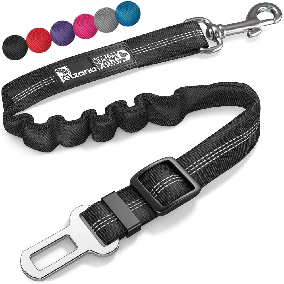 Seat Belt for Dogs with Elastic Bungee Buffer | Car Travel Accessories for Dogs Adjustible, Elastic (Black).