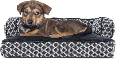 Comfy Couch Plush & Décor Sofa-Style Fiberfill Pillow Dog Bed - Diamond Gray, Small.