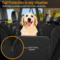 Dog Car Seat Cover for Back Seat, Waterproof Pet Protection Hammock, SUV Truck Car Backseat Protector with Safety Features, Black.