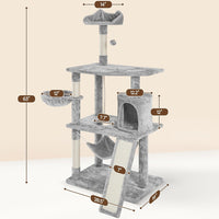 63.5In Multi-Level Cat Tree Tower Condo with Scratching Posts, Platform & Hammock, Cat Activity Center Play Furniture for Kittens, Cats, and Pets.
