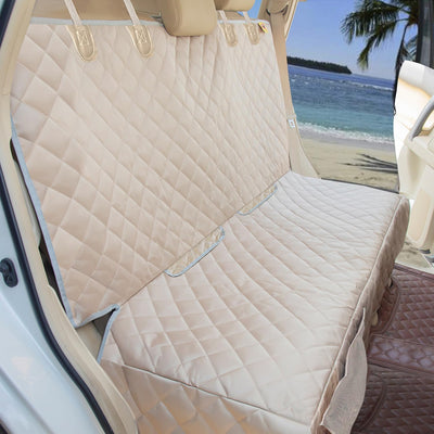Dog Car Seat Cover for Back Seat Waterproof Backseat Protector, Nonslip Rear Seat Cover for Kids,Universal Size Fits Cars Trucks Suvs (Beige).