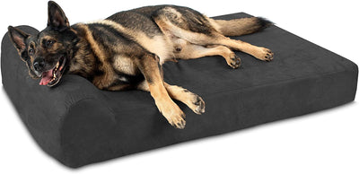 Barker Beds Headrest Extra Large Dog Bed (XL, Charcoal) – 7" Thick Soft & Comfortable Orthopedic Cushion – XL Dog Bed – Durable & Washable Microsuede Cover – Made in USA.