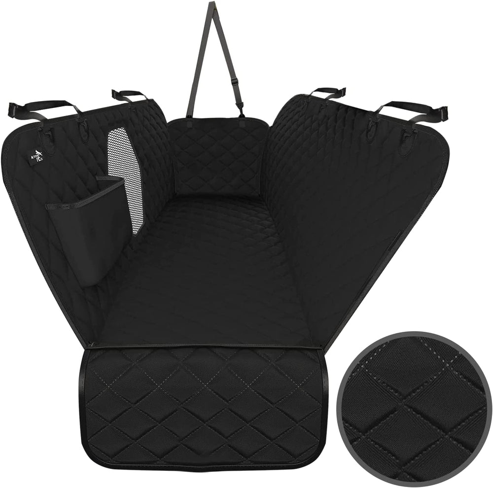 Dog Car Seat Cover for Back Seat, Waterproof Pet Protection Hammock, SUV Truck Car Backseat Protector with Safety Features, Black.
