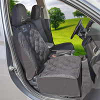 Dog Car Seat Cover, Beige, Polyester, Front Seat, Universal Fit, Water Repellent, Durable, Nonslip, Washable, W/Free Seat Belt & Headrest Cover.