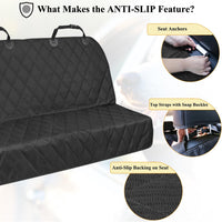 Dog Seat Covers, Dog Backseat Rear Cover Pet Car Bench Back Protectors with Anti-Slip Backing for Most Cars, Black, 46" L * 52" W.