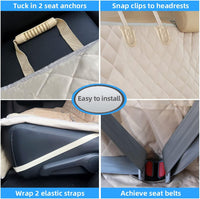 Dog Car Seat Cover for Back Seat Waterproof Backseat Protector, Nonslip Rear Seat Cover for Kids,Universal Size Fits Cars Trucks Suvs (Beige).