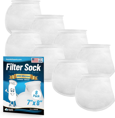 7 Inch Ring Filter Socks 200 Micron, Filter Socks for Saltwater Aquarium, Sump Filter Sock, Felt Aquarium Socks, Reef Filter Sock (8 Pack, 7" X 8")