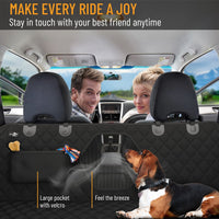 Dog Car Seat Cover for Back Seat, Waterproof Pet Protection Hammock, SUV Truck Car Backseat Protector with Safety Features, Black.