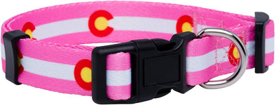 Colorado State Flag Dog Collar (Colorado Pink, Medium).