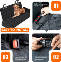 Dog Car Seat Cover, Back Seat Cover for Dogs Pet Car Seat Protector Waterproof Bench Car Seat Cover, Non-Slip Reat Seat Cover Fits Middle Armrest for Most Cars Trucks Suvs - Black.