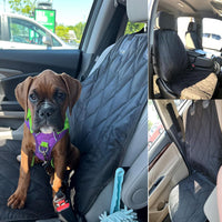 Dog Seat Cover Cars Trucks Suvs, Thick 600D Heavy Duty Pets Car Seat Cover, Waterproof & Wear-Resistant Durable Nonslip Backing & Hammock Convertible, Black, 2 Pack.