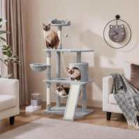63.5In Multi-Level Cat Tree Tower Condo with Scratching Posts, Platform & Hammock, Cat Activity Center Play Furniture for Kittens, Cats, and Pets.
