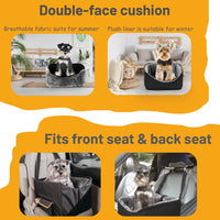 Dog Car Seat for Small Dogs, Elevated Dog Booster Seat Pet Travel Carrier Bed for Car with Adjustable Straps Pet Car Booster Seat for Small Dogs Cats.