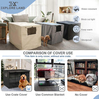 Dog Crate Cover Heavy Duty Polyester Pet Kennel Sunshade Universal Fit for 24 Inches Wire Cage (Black)