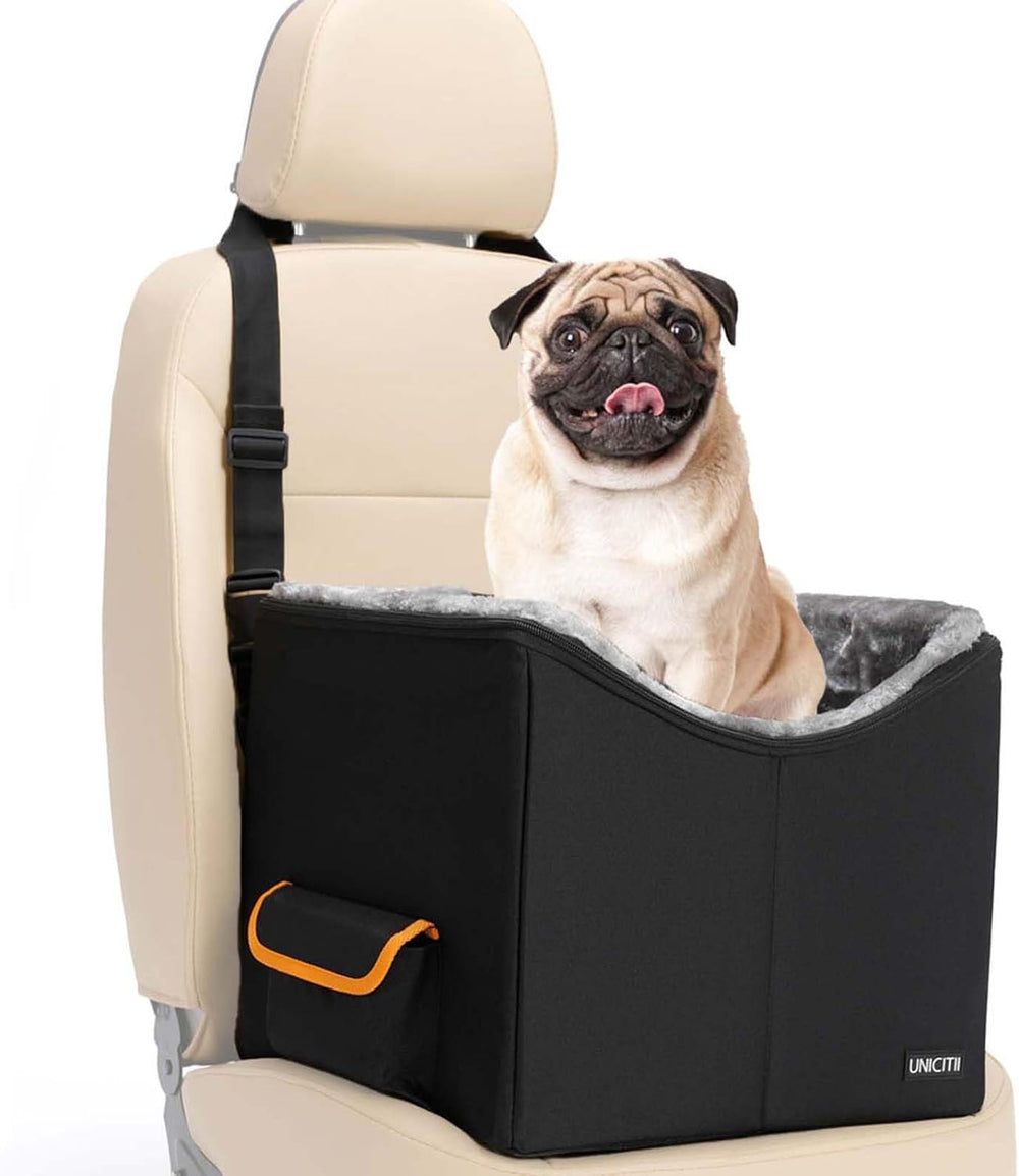 Dog Car Seat for Small Dogs, Elevated Dog Booster Seat Pet Travel Carrier Bed for Car with Adjustable Straps Pet Car Booster Seat for Small Dogs Cats.