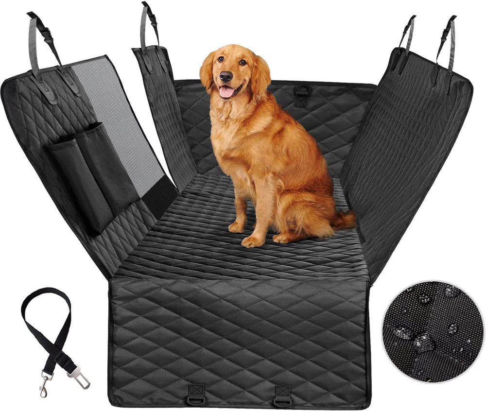 Dog Seat Cover for Back Seat, 100% Waterproof with Mesh Window, Scratch Prevent Anti-Slip Dog Car Hammock, Standard.