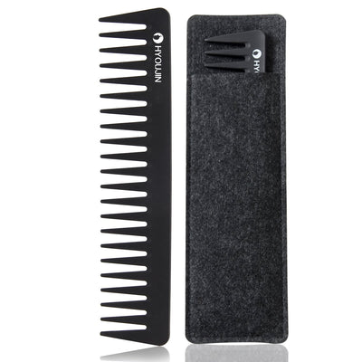 601 Black Carbon Wide Tooth Comb Detangling Comb Detangler Hair Comb for Long Wet Hair Hair Straighten Curly Hair 230℃ Heat Resistan.
