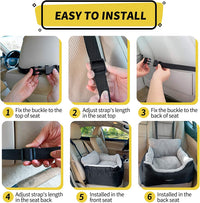 Dog Car Seat for Small Dogs, Soft Pet Car Travel Home Bed under 25 Lbs, Fully Detachable and Washable Cat Booster Carseats with Storage Pockets and Clip-On Leash Portable Carrier,Black.