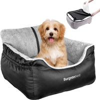 Dog Car Seat for Small Dogs, Soft Pet Car Travel Home Bed under 25 Lbs, Fully Detachable and Washable Cat Booster Carseats with Storage Pockets and Clip-On Leash Portable Carrier,Black.