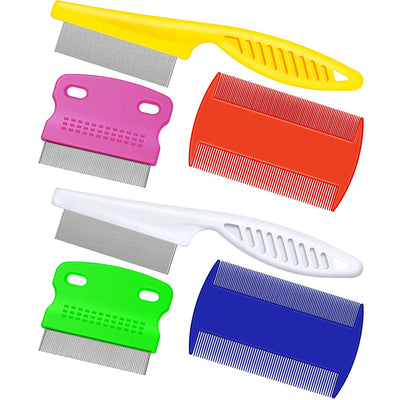 6 Pieces Pet Lice Combs Dog Grooming Flea Cat Tear Stain Comb for Removal Dandruff, Hair Stain, Nit(White, Yellow, Green, Purple, Orange, Dark Blue).