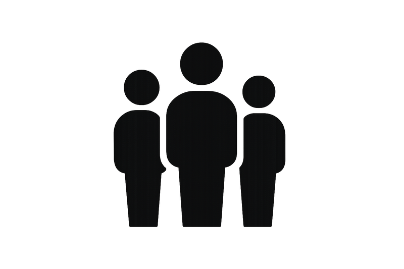 make a logo of 3 people standing side by side and make it black